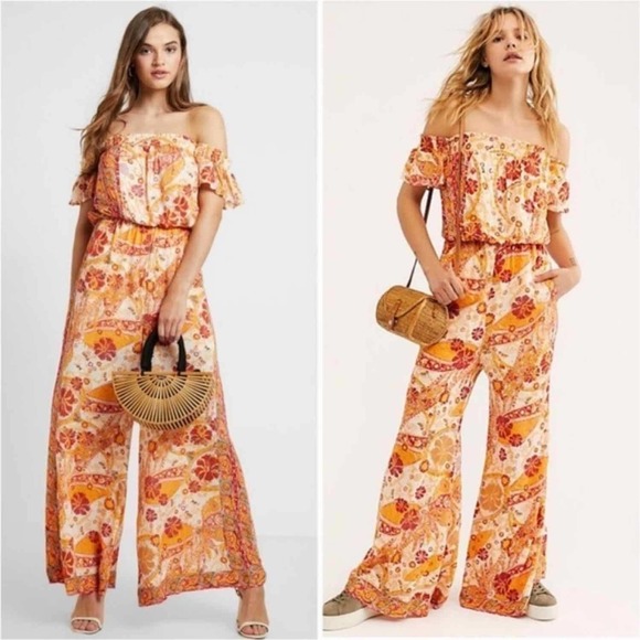 Free People Carmen Off-the-Shoulder Jumpsuit Size Small - Picture 1 of 10